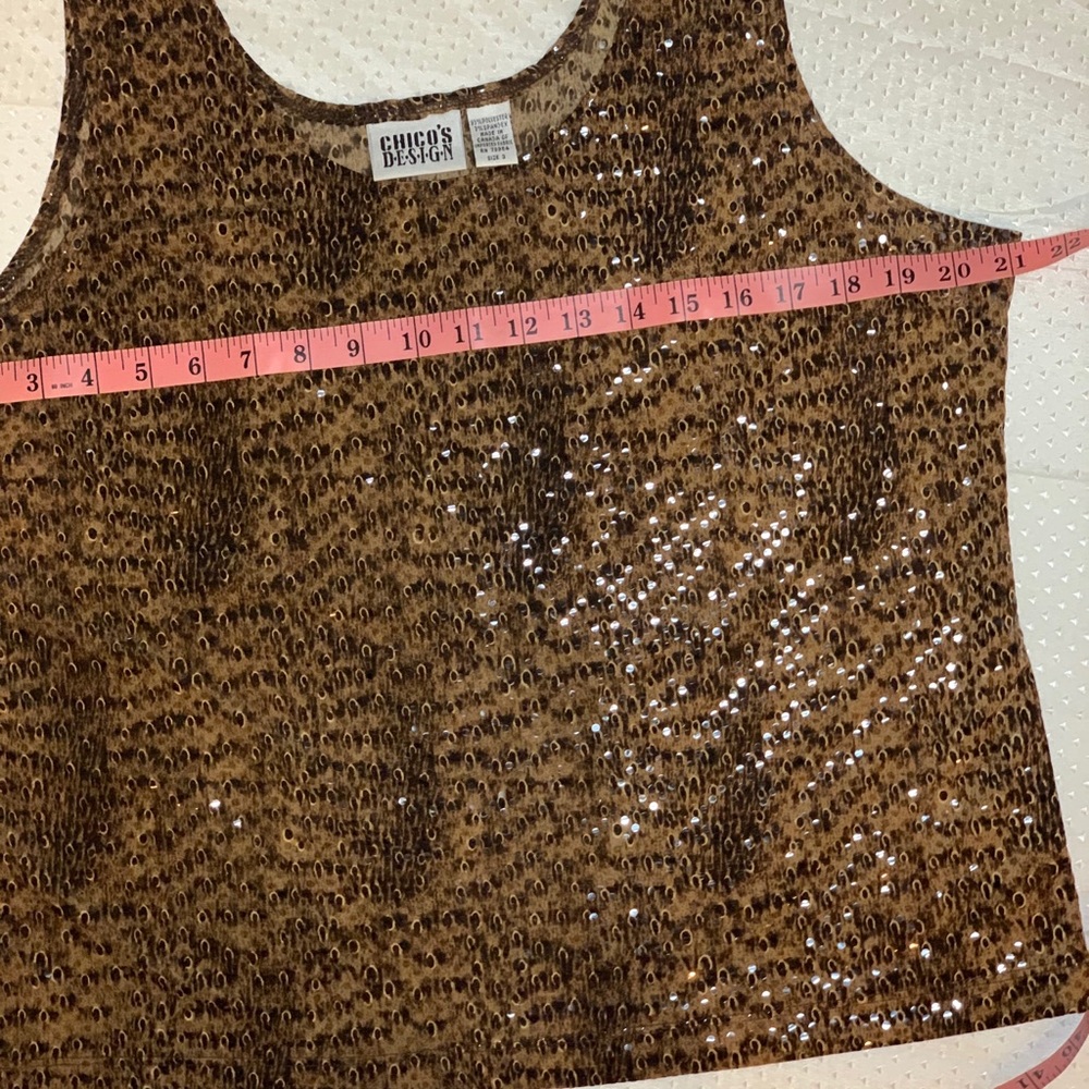 CHICOS DESIGN ANIMAL PRINT CHEETAH SEQUIN TANKTOP